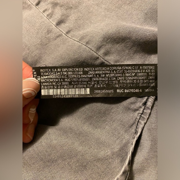 ZARA Premium Denim Collection Chambray Gray Join Life Oversized Blouse Top Small - Picture 6 of 7